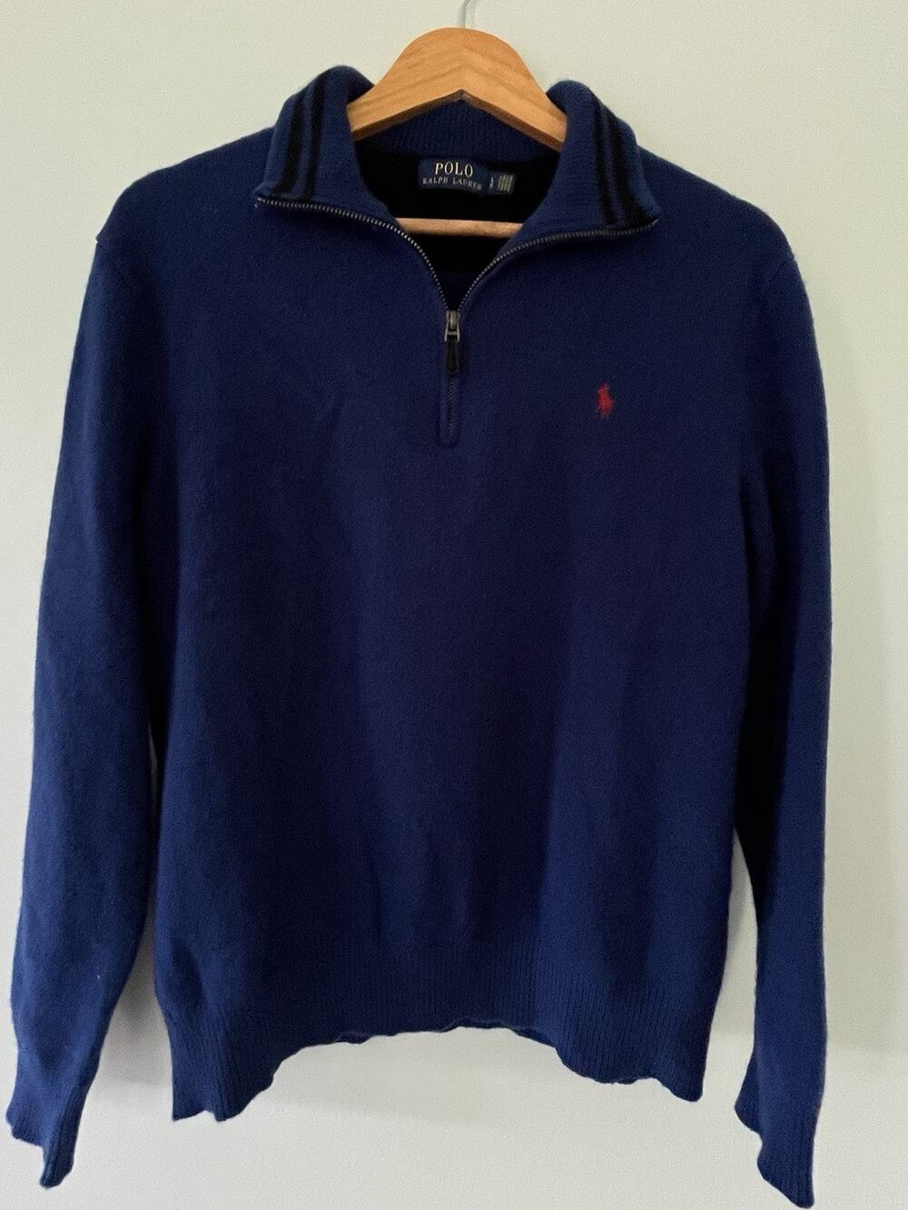 Polo Ralph Lauren Wool Cashmere Blend 1/4 Zip Pullover — Men's Large — Blue